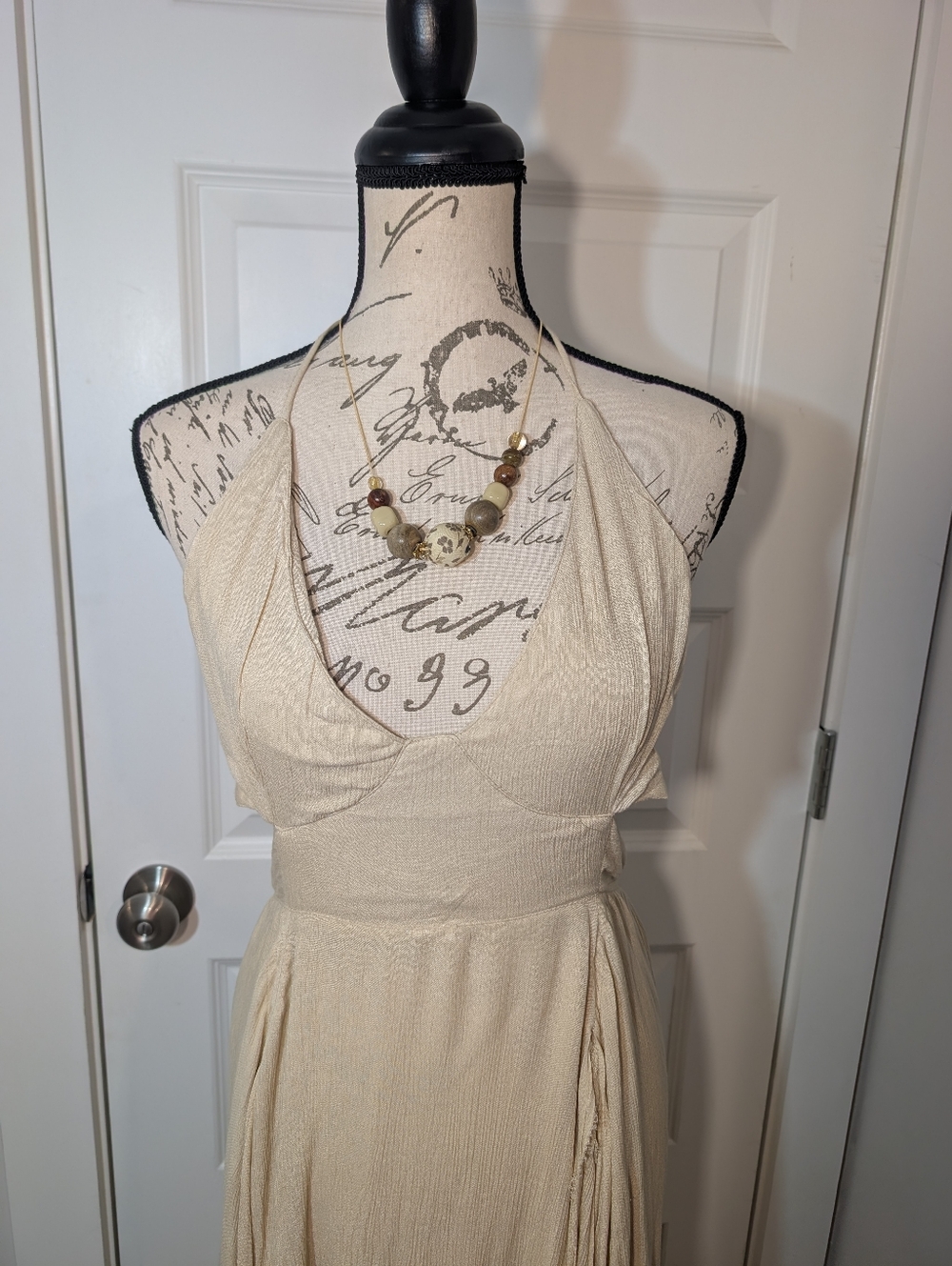 Free People Bohemian Beige/Tan Viscose Dress Size M - Picture 2 of 9
